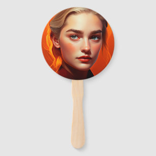 Girl with blue eyes hand fan