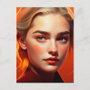 Girl with blue eyes holiday postcard
