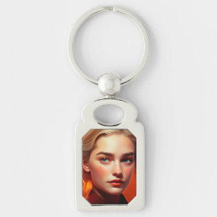 Girl with blue eyes key ring
