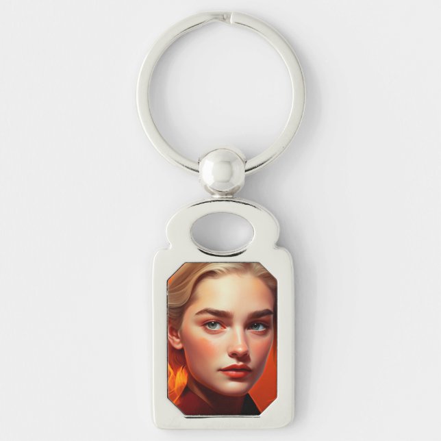 Girl with blue eyes key ring (Front)