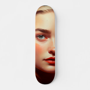 Girl with blue eyes skateboard