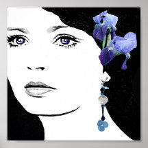 Girl with blue pearl earring fashion illustration 