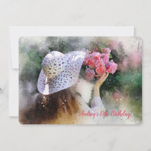 Girl with Bouquet Invitation