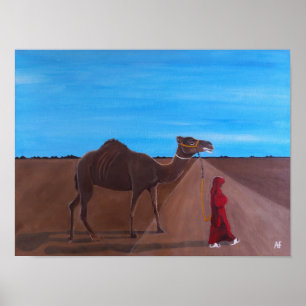 Girl with Camel Painting by Alfred Fox Poster