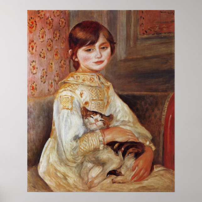 Girl with Cat, Auguste Renoir Poster (Front)