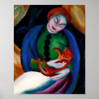 Girl with Cat painting by Franz Marc