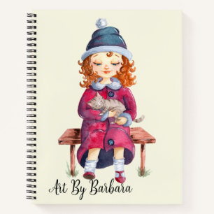 Girl With Cat Sketch  Notebook