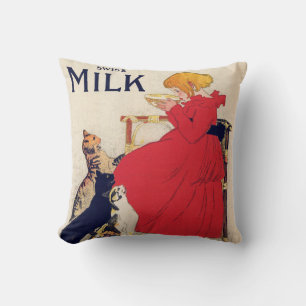 Girl with Cats, Vintage Poster, Alexandre Steinlen Cushion