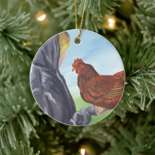 Girl with Chicken Ornament (Tree)