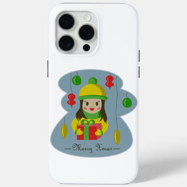 Girl with Christmas gift box  Case-Mate iPhone Case (Back)