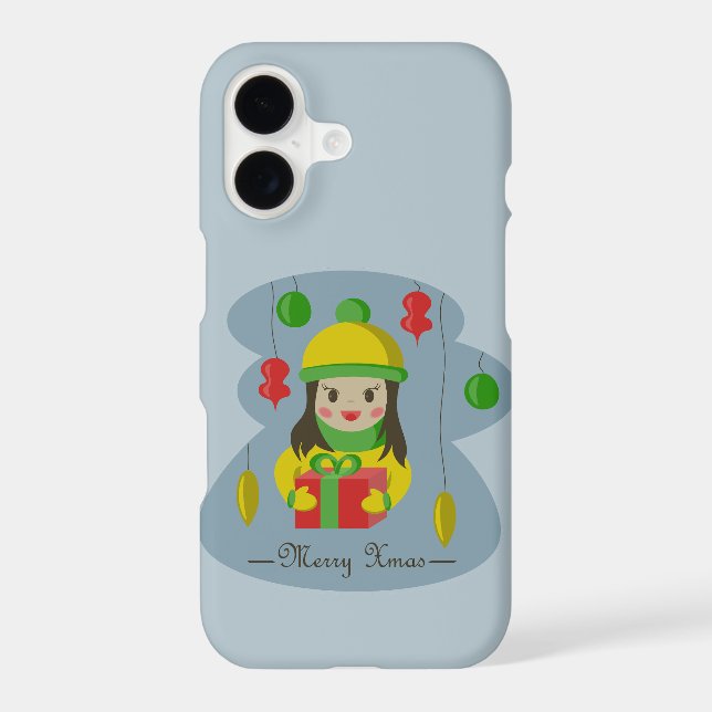 Girl with Christmas gift box  iPhone Case (Back)