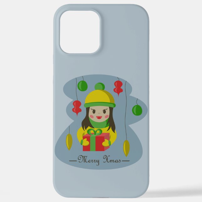 Girl with Christmas gift box  iPhone Case (Back)