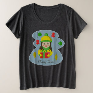 Girl with Christmas gift box  Plus Size T-Shirt