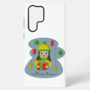 Girl with Christmas gift box Samsung Galaxy Case
