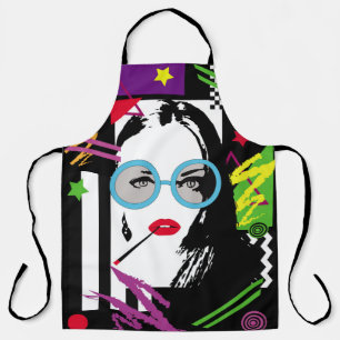 Girl with cigarette and sunglasess colorful pop ar apron