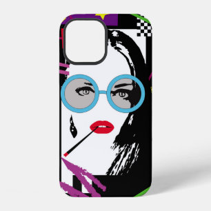 Girl with cigarette and sunglasess colourful pop a iPhone 12 case