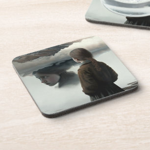 Girl with clouds coaster