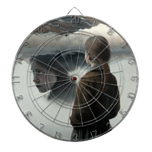 Girl with clouds dartboard