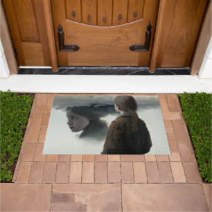 Girl with clouds doormat