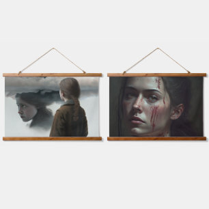 Girl with clouds hanging tapestry