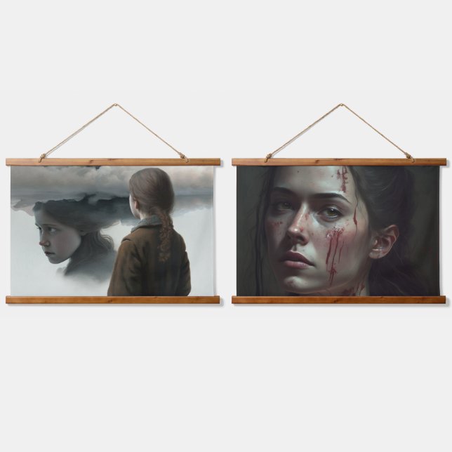 Girl with Clouds Hanging Tapestry (Double)