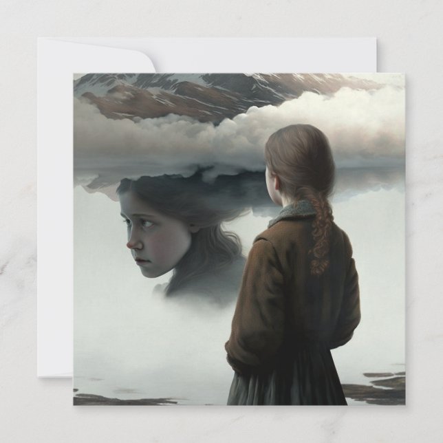 Girl with clouds holiday card (Front)