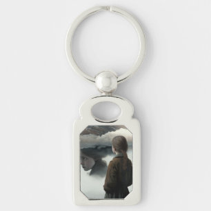Girl with clouds key ring