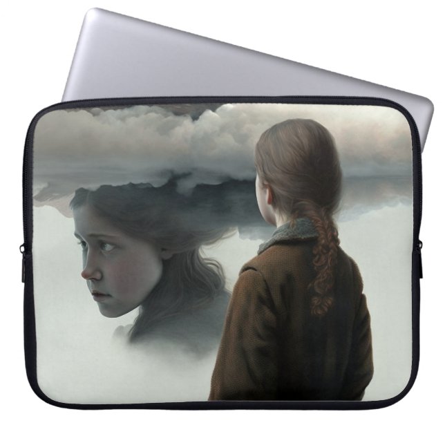 Girl with Clouds Laptop Sleeve (Front)