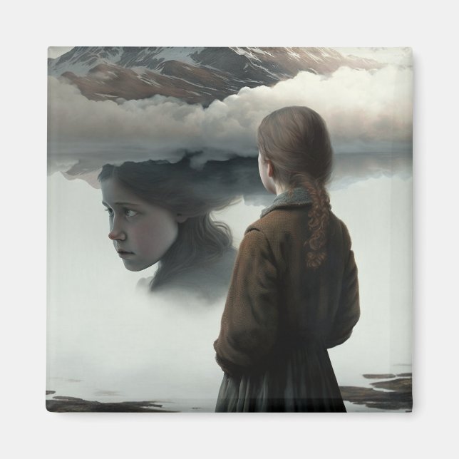 Girl with clouds magnet (Front)