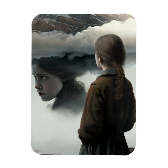Girl with Clouds Magnet (Vertical)