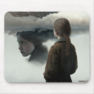 Girl with clouds mouse pad