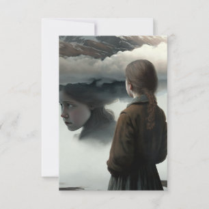 Girl with clouds RSVP card