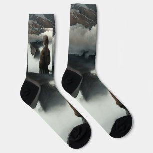 Girl with clouds socks