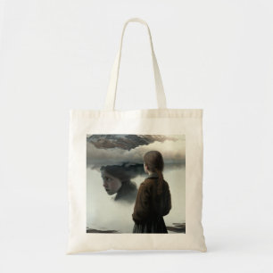 Girl with clouds tote bag