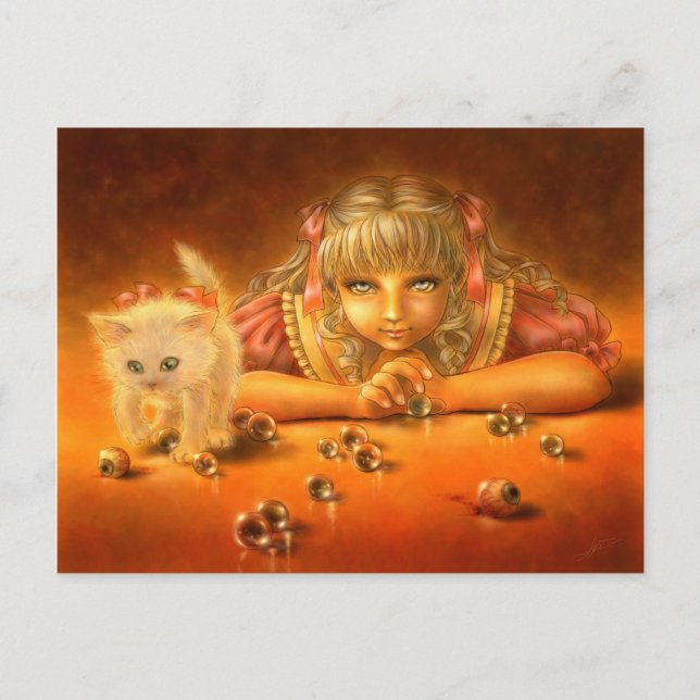 Girl with Creepy Eyes Macabre Fantasy Postcard (Front)