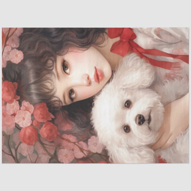 Girl with Cute Dog Tissue Paper (Front)