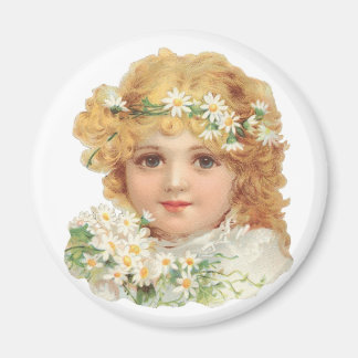 Girl With Daisies Magnet