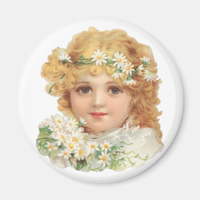 Girl With Daisies Magnet (Front)