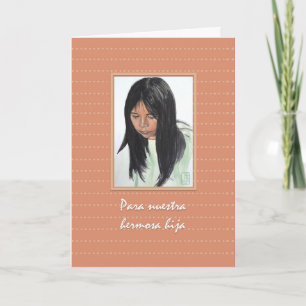 Girl with Dark Hair Cumpleaños Hija Birthday Card