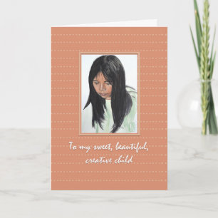 Girl with Dark Hair Daughter Birthday Card