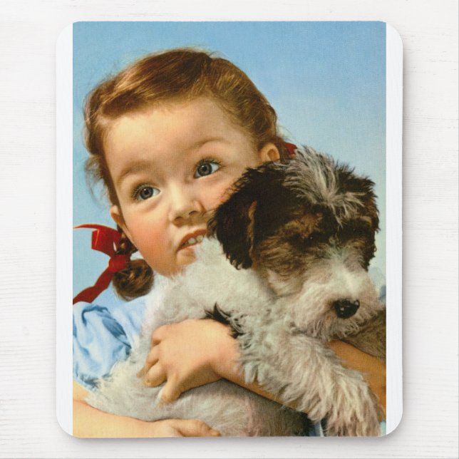 Girl with dog mouse pad (Front)