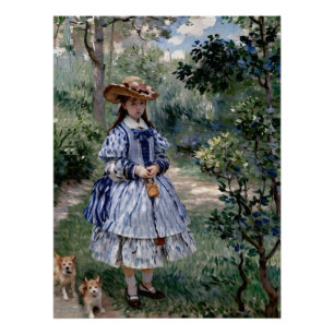 Girl with Dogs Poster
