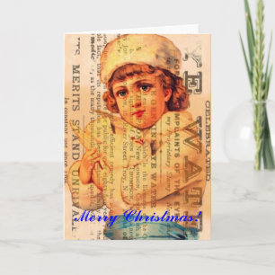 Girl With Dove Advertisement Digital Art, Christma Holiday Card