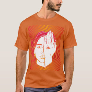 Girl With Eye On Hand Psychedelic Hypnotic Backgro T-Shirt