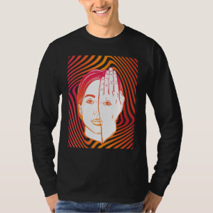 Girl With Eye On Hand Psychedelic Hypnotic Backgro T-Shirt