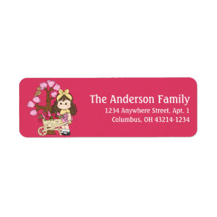 Girl with Flower Tree Garden Address Labels
