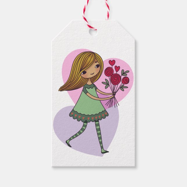Girl With Flowers Gift Tags (Front)