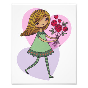 Girl With Flowers Photo Print