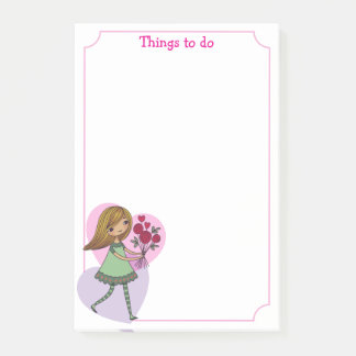 Girl With Flowers Post-it Notes