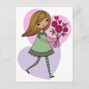 Girl With Flowers Postcard